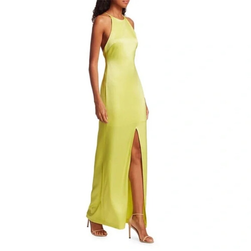 Alice + Olivia Maxi Yellow Halter Ettley Gown